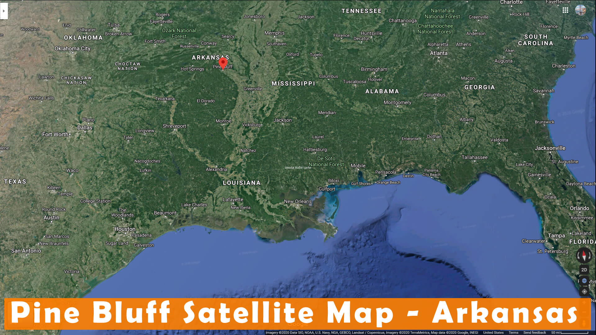 Pine Bluff Satellite Map Arkansas